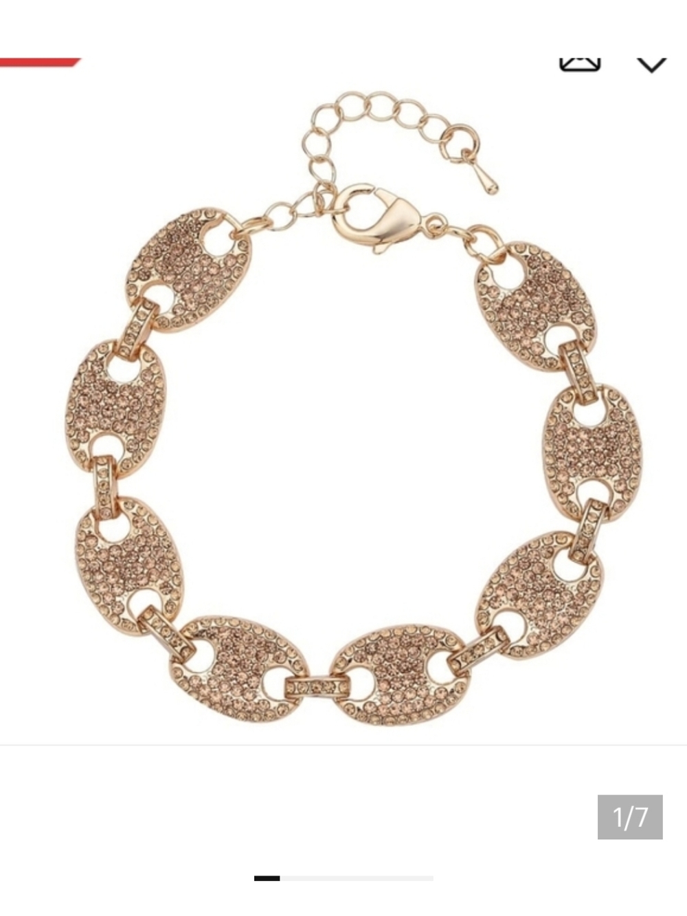 🆕️ Champagne Austrian Crystal Mariner Link Bracelet in Goldtone 7.5 In
